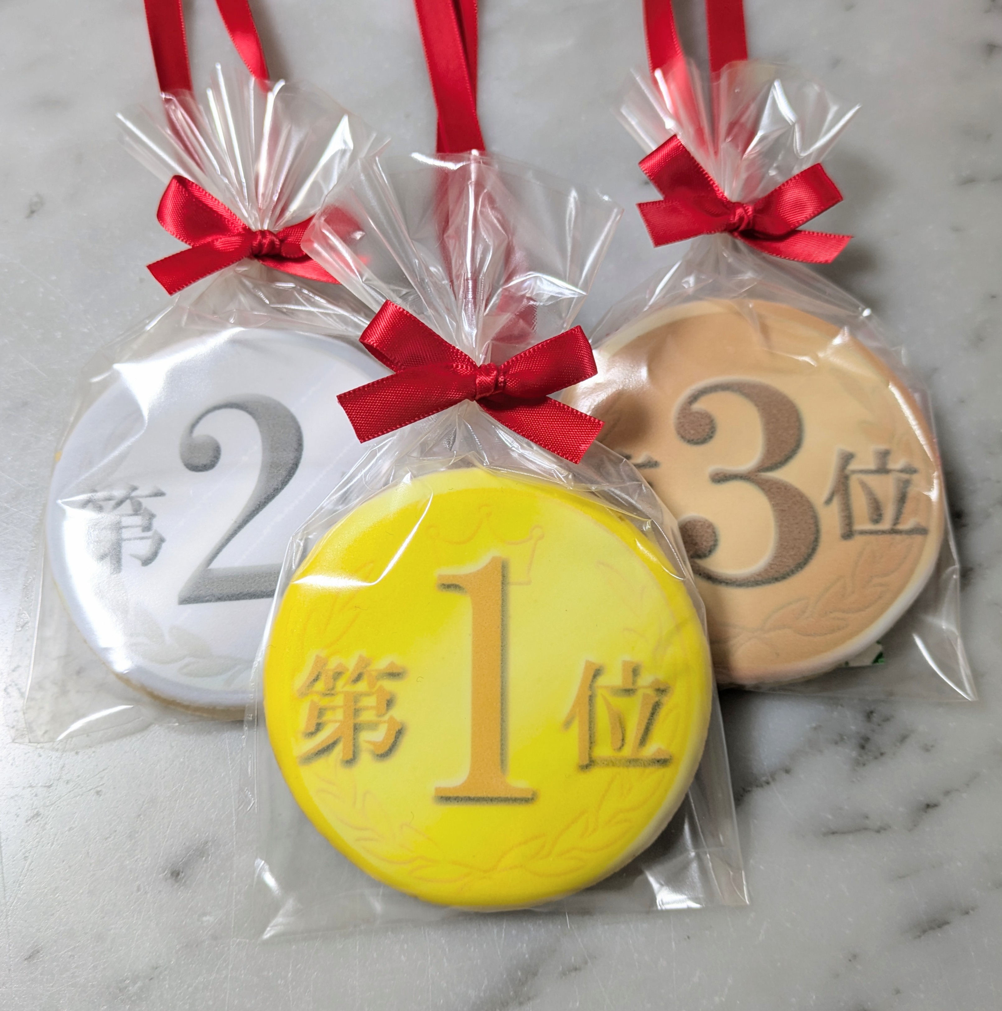 1位・2位・３位メダルクッキー（３個セット）　｜スポーツ大会・社内表彰・イベントに最適な贈り物