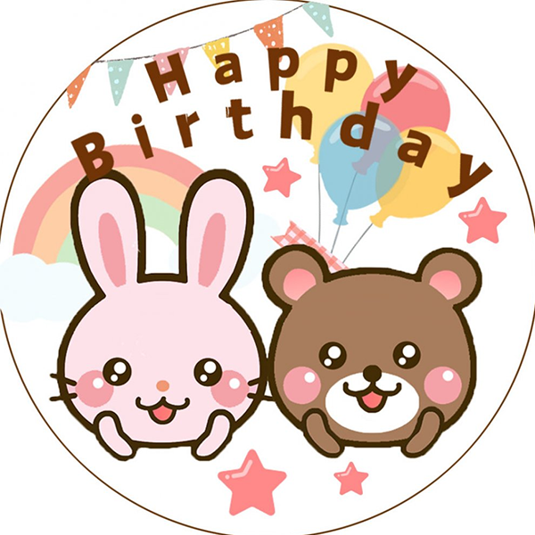 HappyBirthday　うさぎとくま　ピンク　メダルクッキー(保育園・幼稚園・小学校・子供会などに）